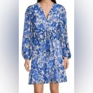 Alex Marie Blue Floral Long Sleeve Dress